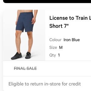 Lululemon License to Train Shorts 7” (Linerless, Iron Blue)